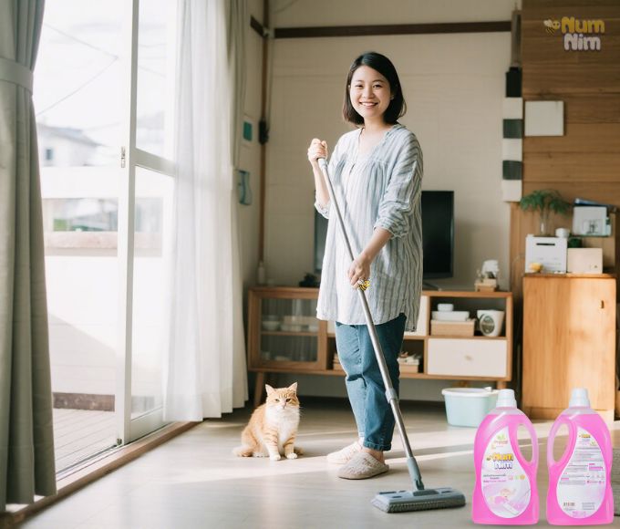 Nước Lau Sàn NumNim Màu Hồng