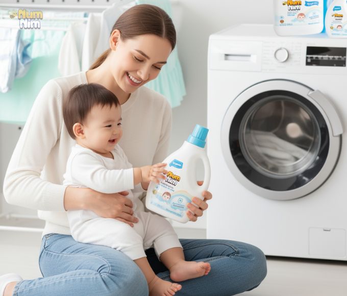 giặt chung quần áo bé với người lớn