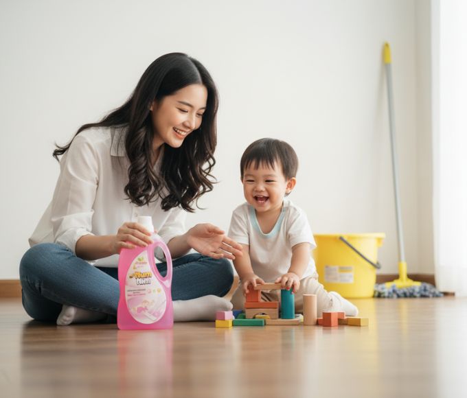 Nước lau sàn an toàn cho trẻ em NumNim