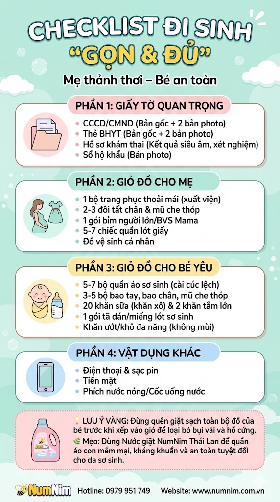 chuẩn bị đồ đi sinh