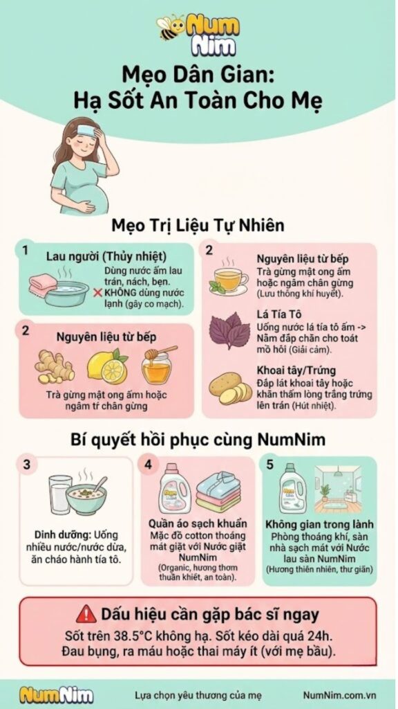 Mẹo dân gian hạ sốt cho bà bầu an toàn