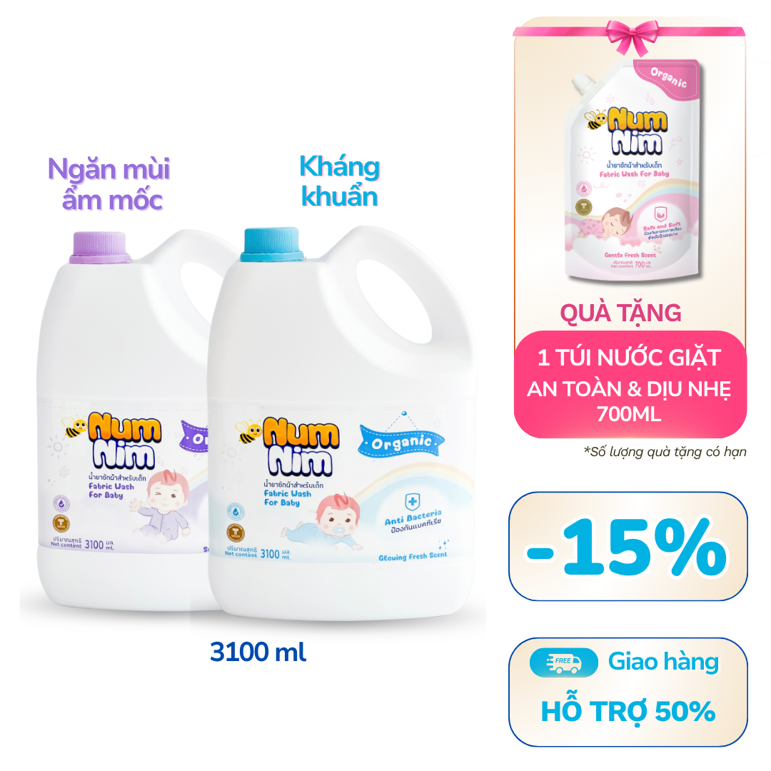 [Combo] 2 Can x 3100ml Nước giặt NumNim Xanh & Tím