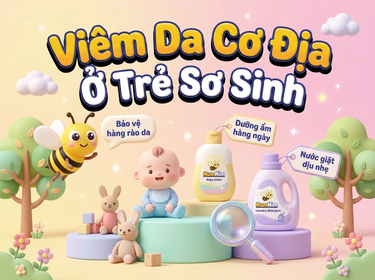 Viêm da cơ địa ở trẻ sơ sinh — dấu hiệu nhận biết và cách chăm sóc da nhạy cảm an toàn