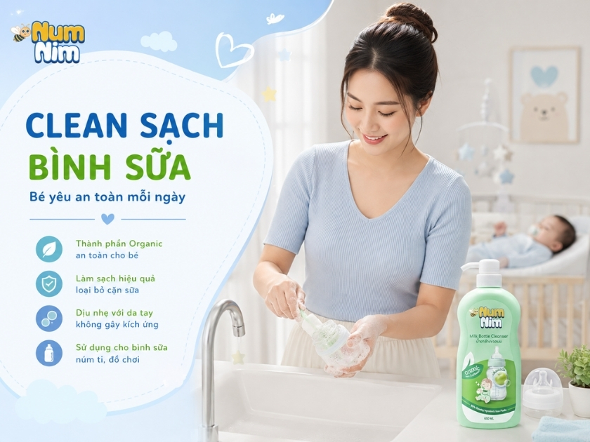 Cách rửa bình sữa cho bé đúng chuẩn, sạch khuẩn tại nhà