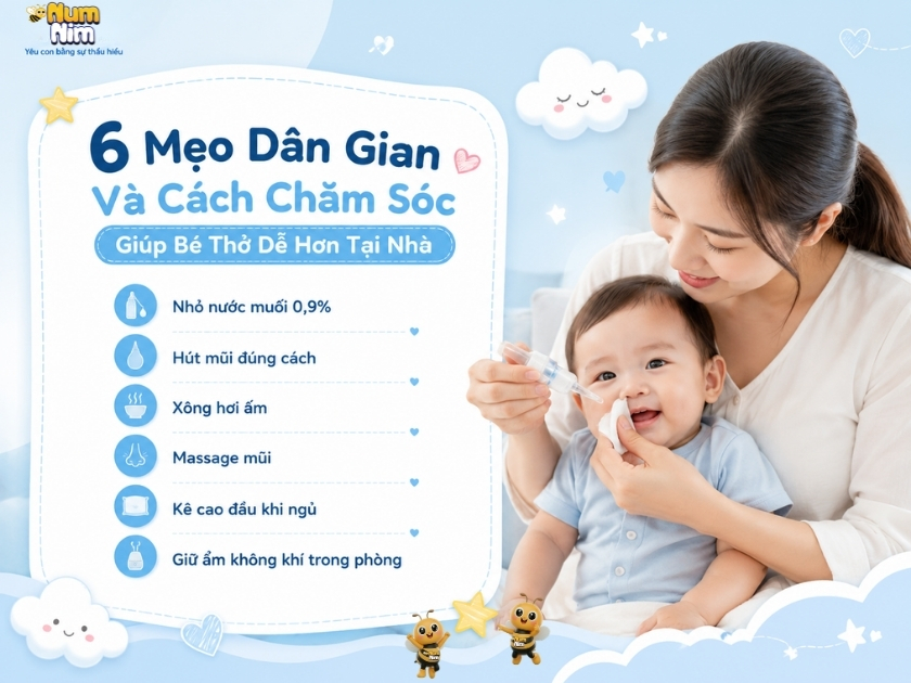 Mẹo dân gian chữa nghẹt mũi cho trẻ sơ sinh an toàn tại nhà